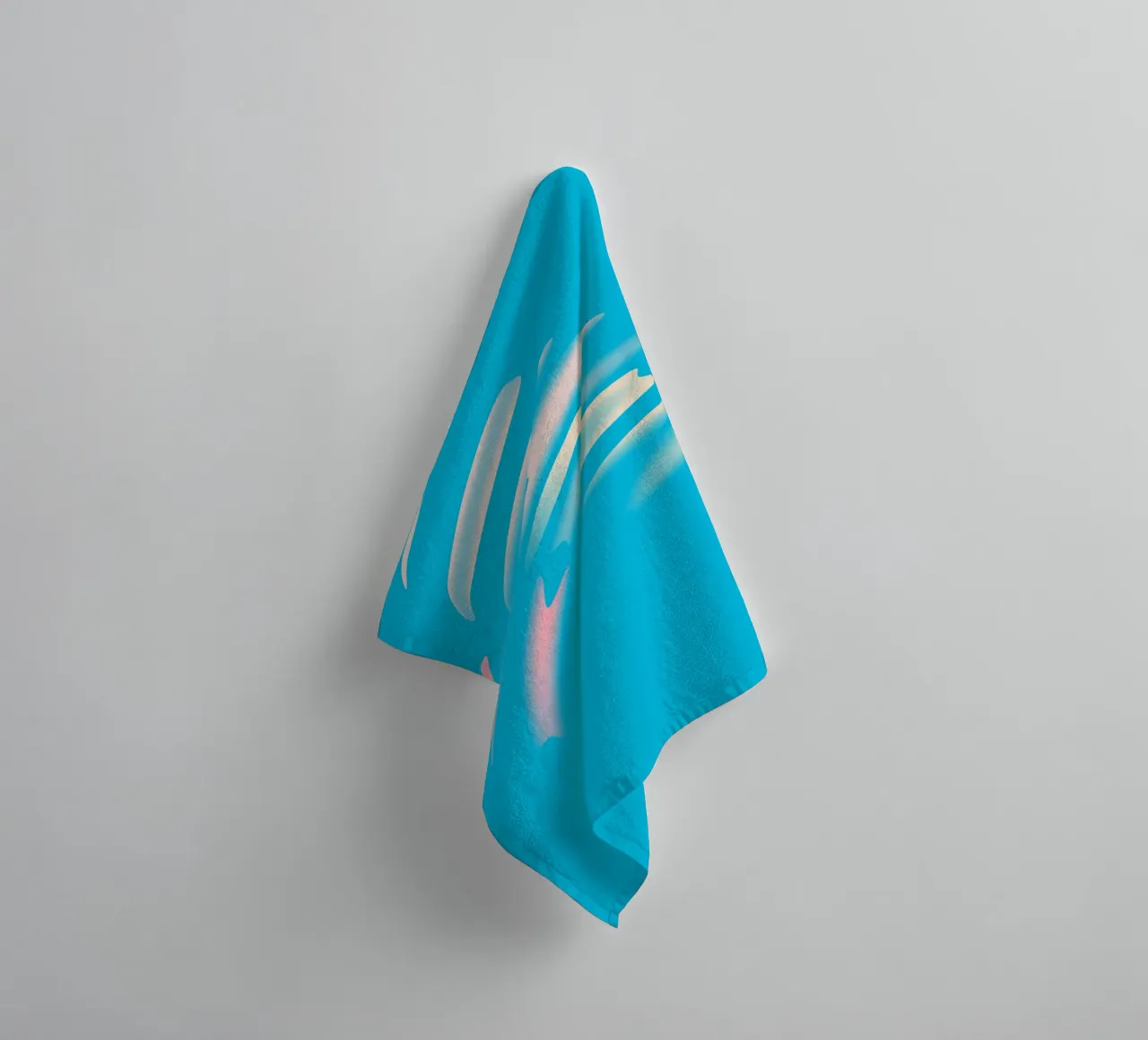 Abstract dynamic wave pattern in blue, white, pink towel by Something for you