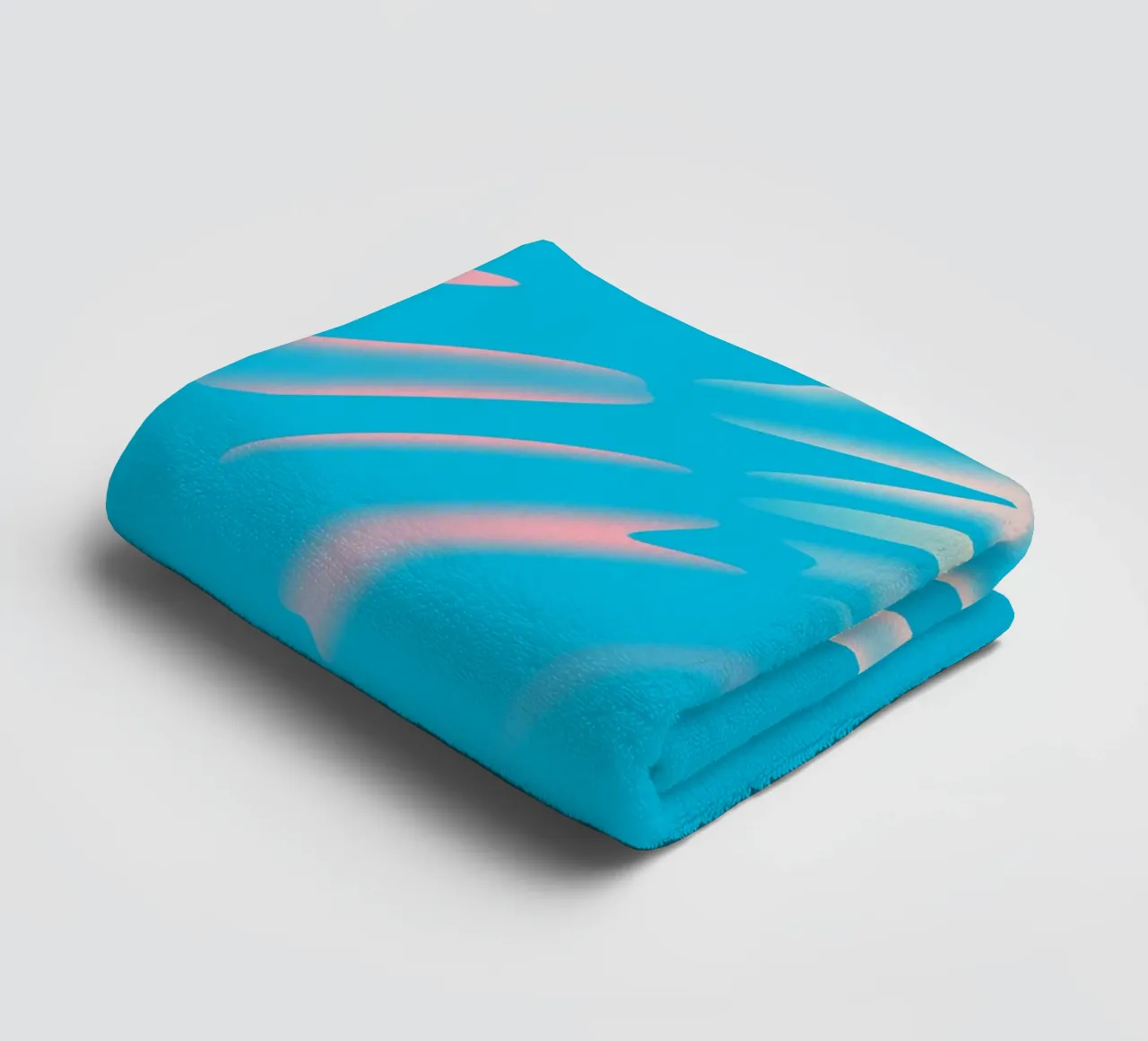 Abstract dynamic wave pattern in blue, white, pink towel by Something for you