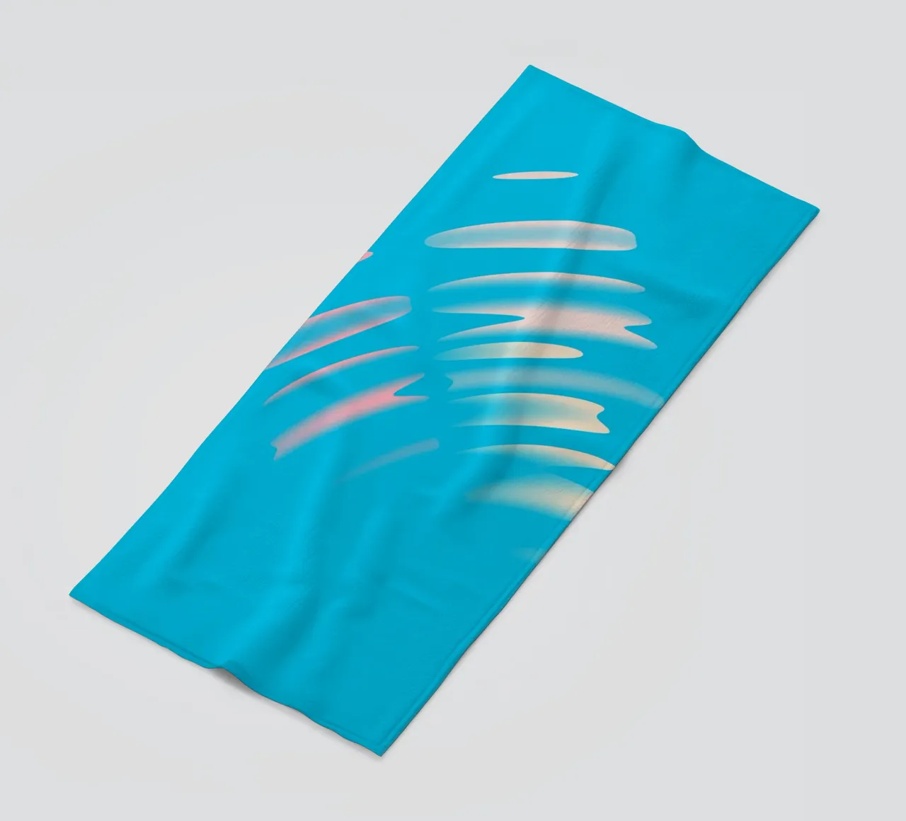 Abstract dynamic wave pattern in blue, white, pink beach towel by Something for you