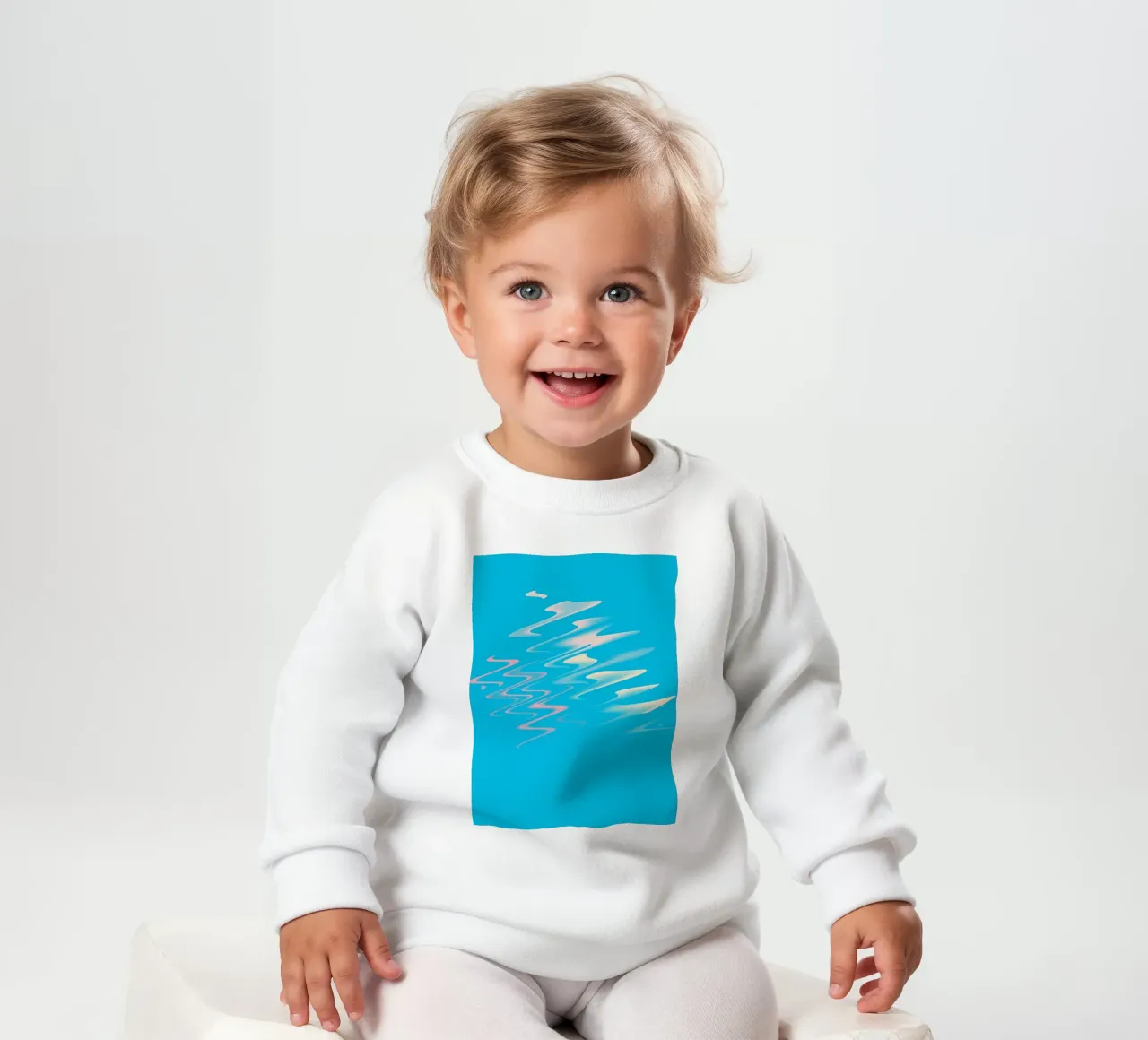 Motivo astratto dinamico a zigzag in blu, bianco e rosa felpa neonato da Something for you