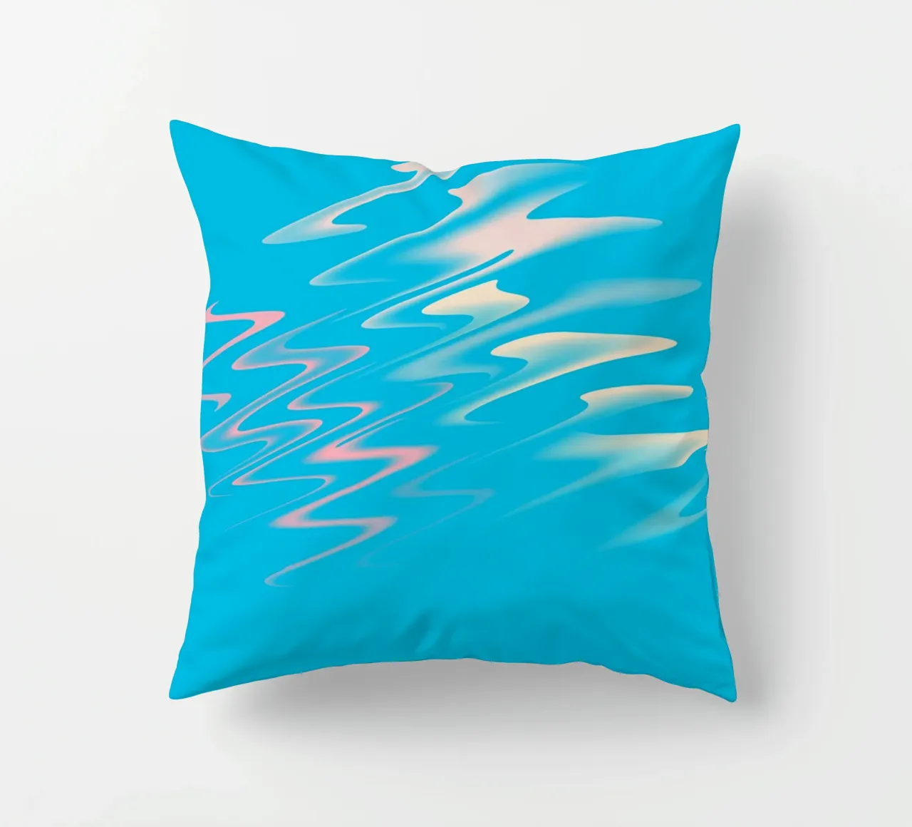 Motivo astratto dinamico a zigzag in blu, bianco e rosa cuscino da Something for you