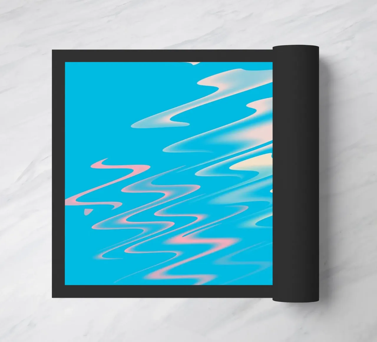 Abstract dynamic zig zag pattern in blue, white, pink doormat by Something for you