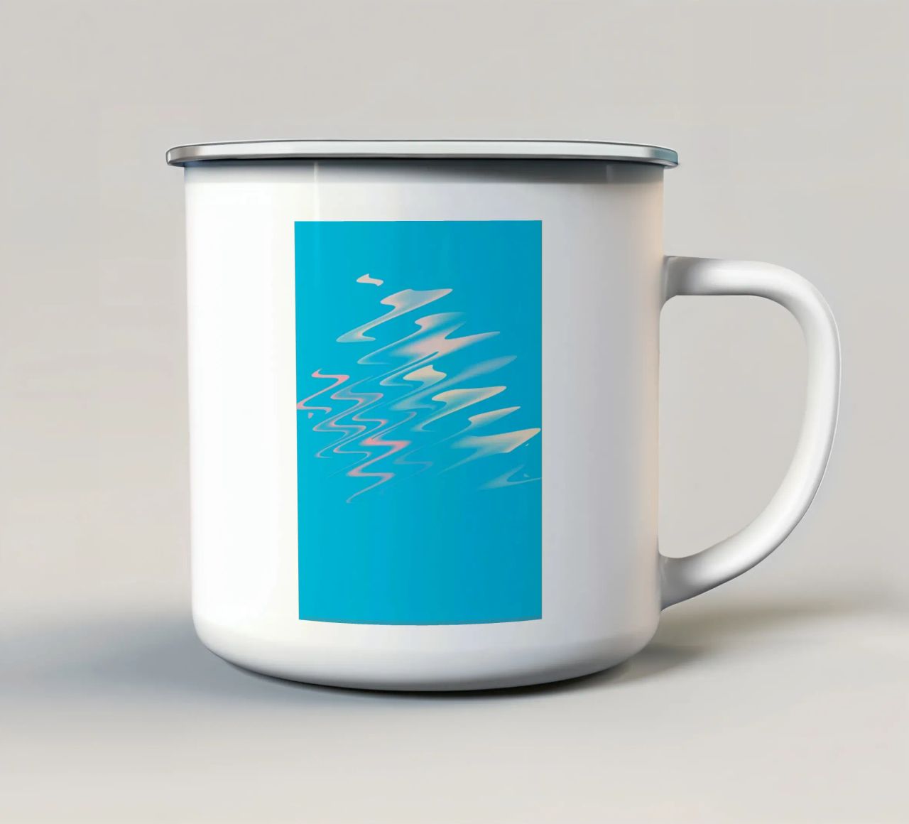 Abstract dynamisch zigzagpatroon in blauw, wit, roze emaille mok van Something for you