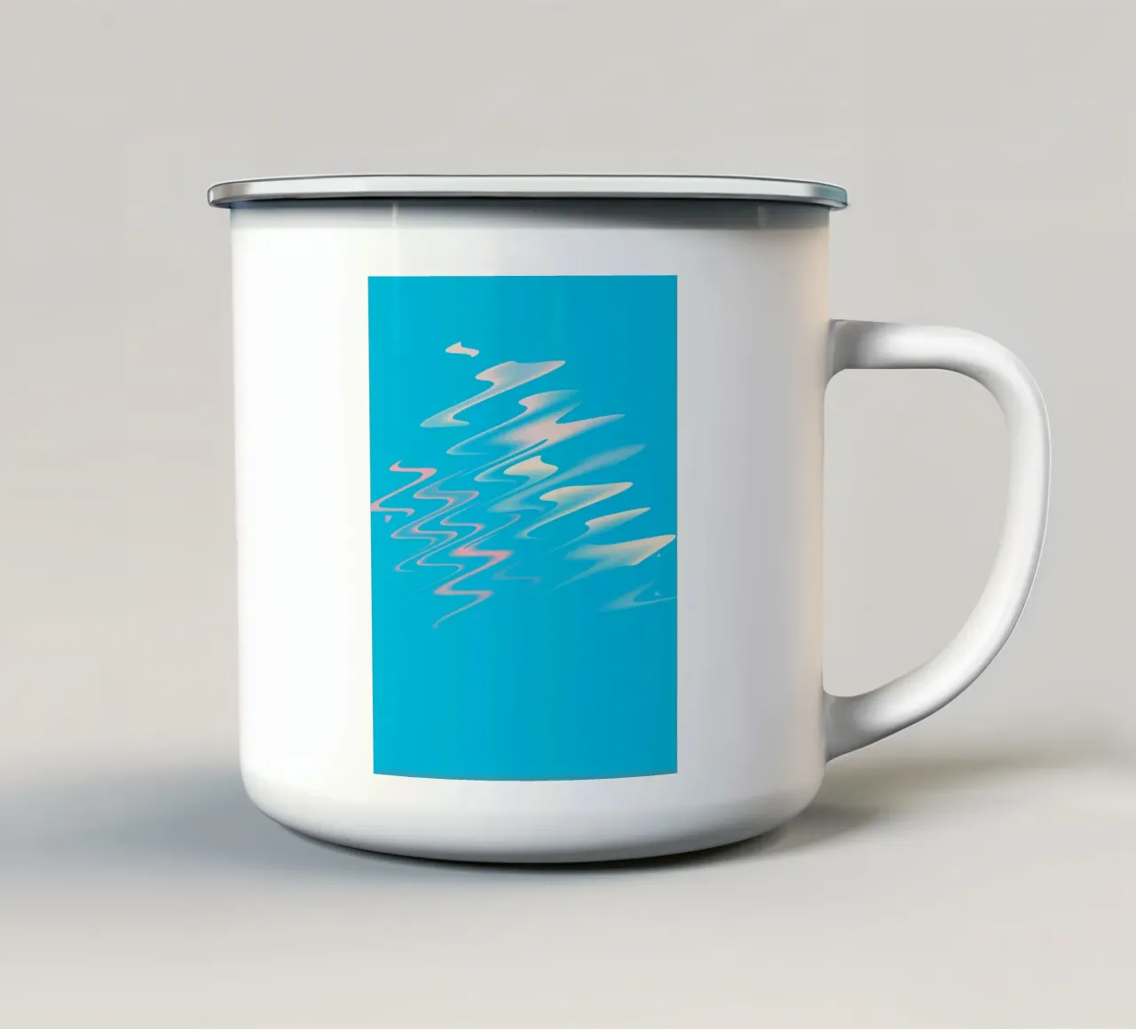 Motif zigzag dynamique abstrait en bleu, blanc, rose mug en émail de Something for you