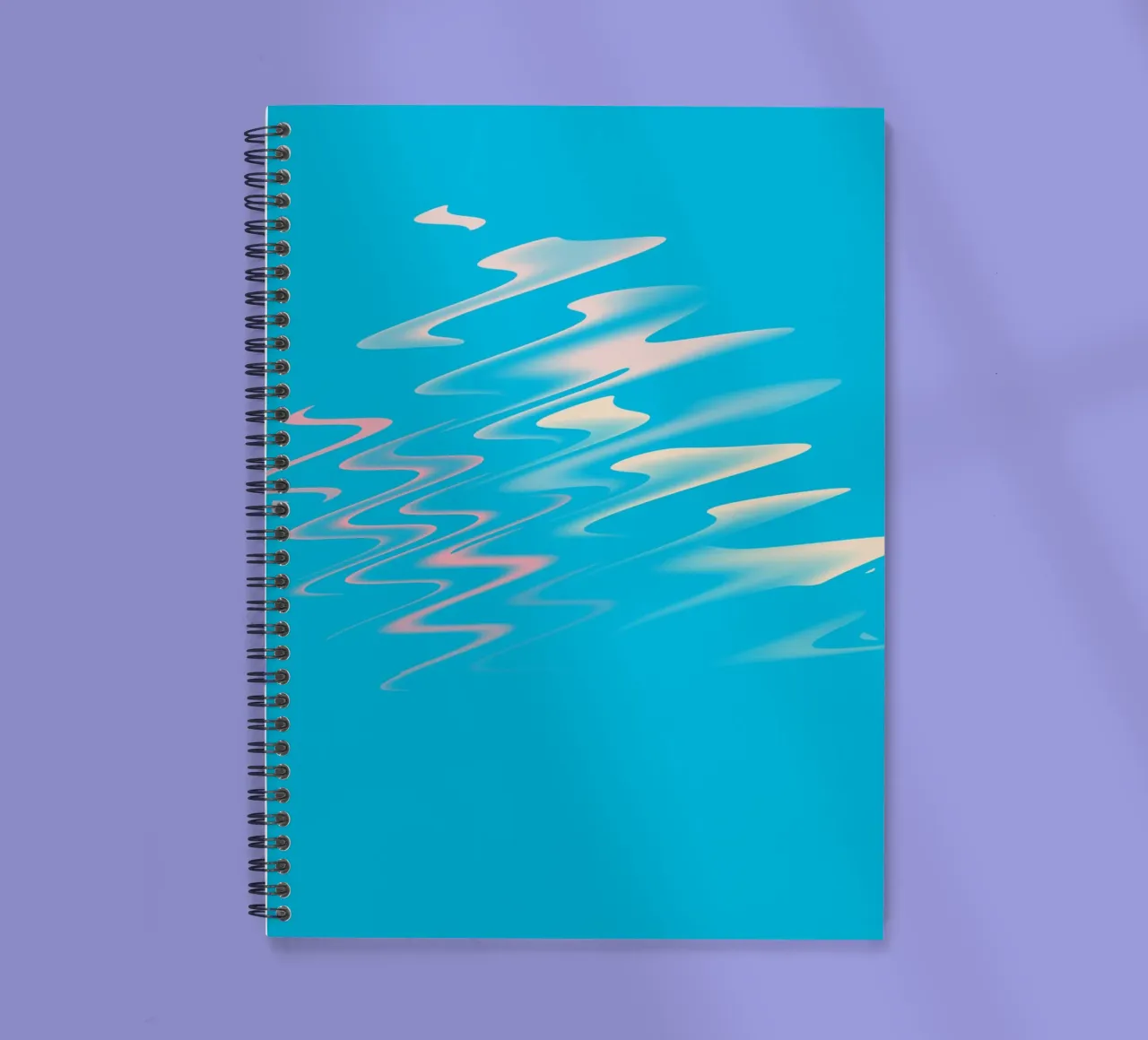 Motif zigzag dynamique abstrait en bleu, blanc, rose carnet à spirale de Something for you