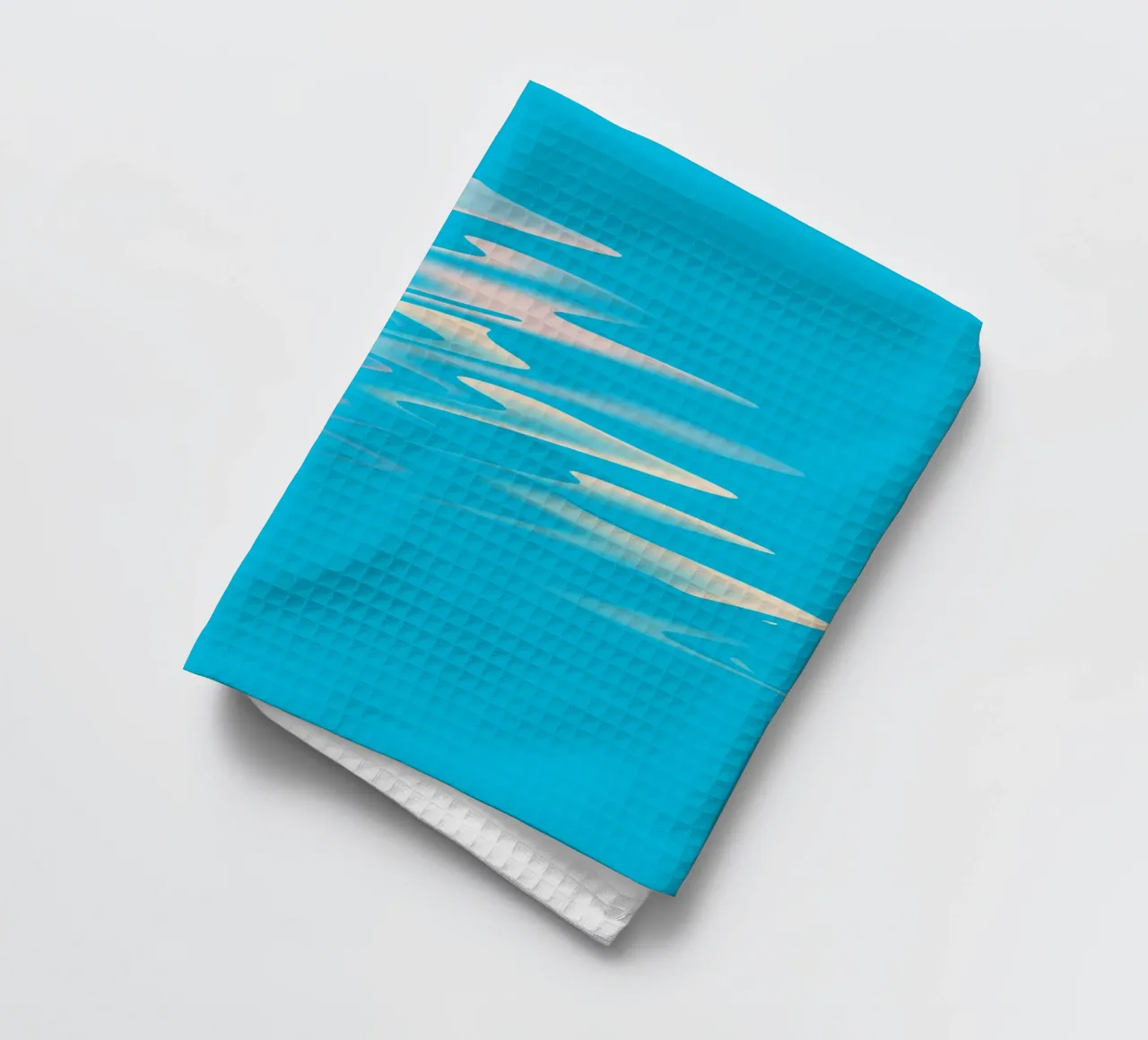 Diseño abstracto y dinámico en zigzag azul, blanco y rosa paño de cocina de Something for you