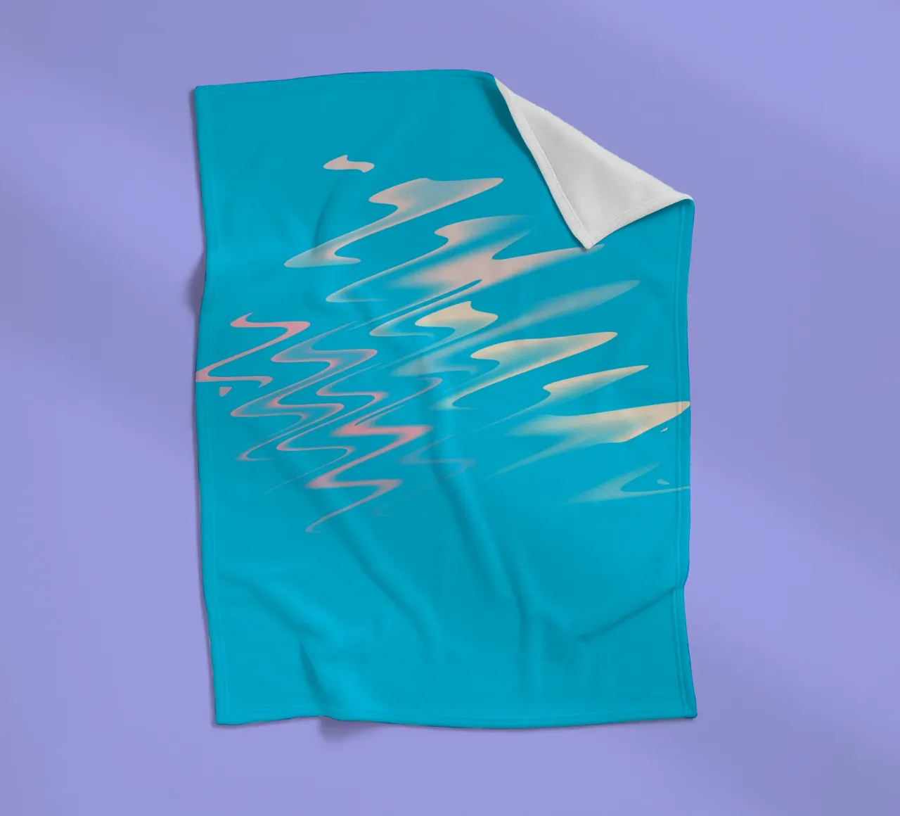 Abstract dynamic zig zag pattern in blue, white, pink fleece blanket by Something for you