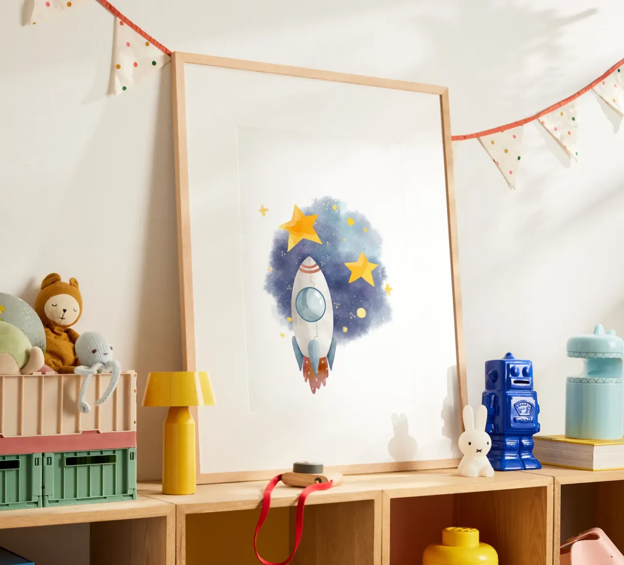 To the Stars poster con telaio in legno da KidzStudio