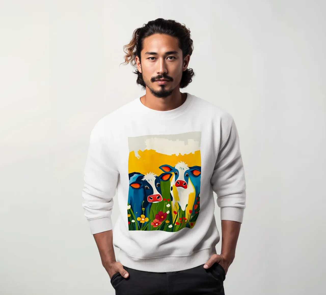 MUCCHE IN UN PRATO DI FIORI SELVATICI felpa da ARTOMATIC