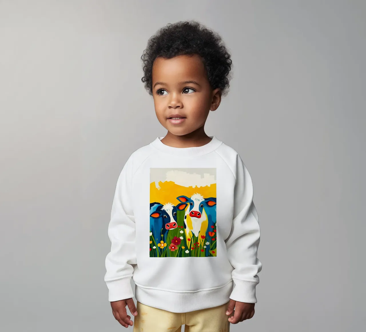 MUCCHE IN UN PRATO DI FIORI SELVATICI felpa neonato da ARTOMATIC