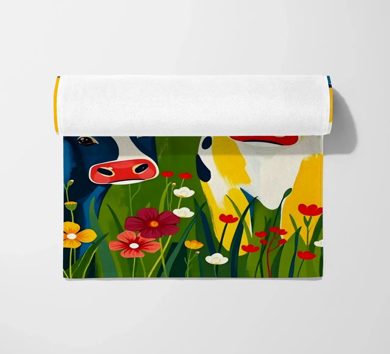 MUCCHE IN UN PRATO DI FIORI SELVATICI telo mare da ARTOMATIC