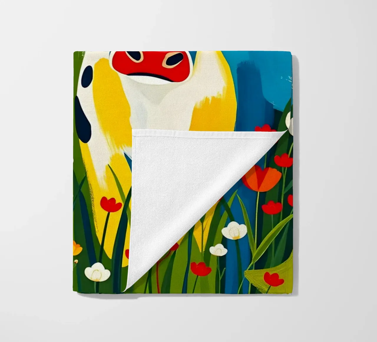 MUCCHE IN UN PRATO DI FIORI SELVATICI telo mare da ARTOMATIC