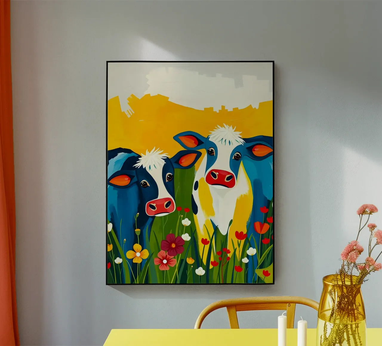 MUCCHE IN UN PRATO DI FIORI SELVATICI plexiglass da ARTOMATIC