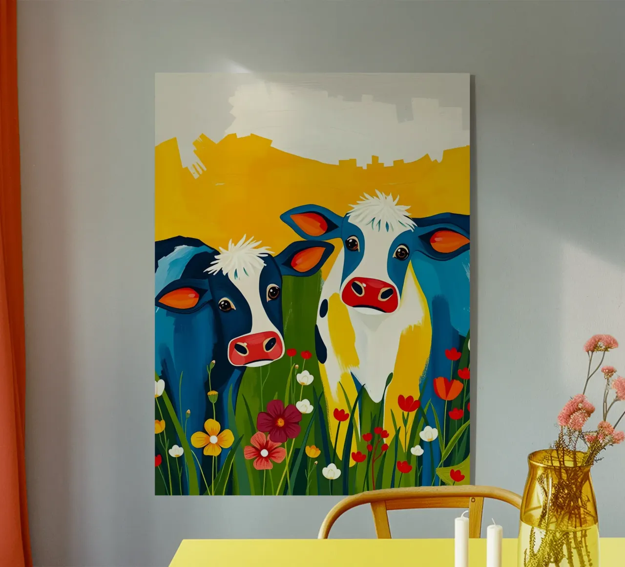 MUCCHE IN UN PRATO DI FIORI SELVATICI plexiglass da ARTOMATIC