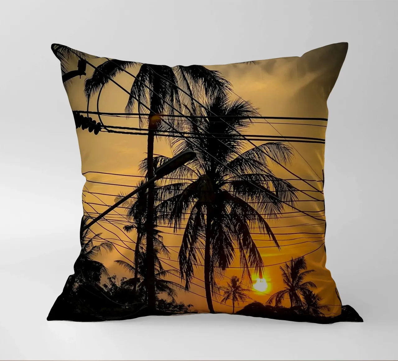 Electric Sunrise decorative cushion by Framative