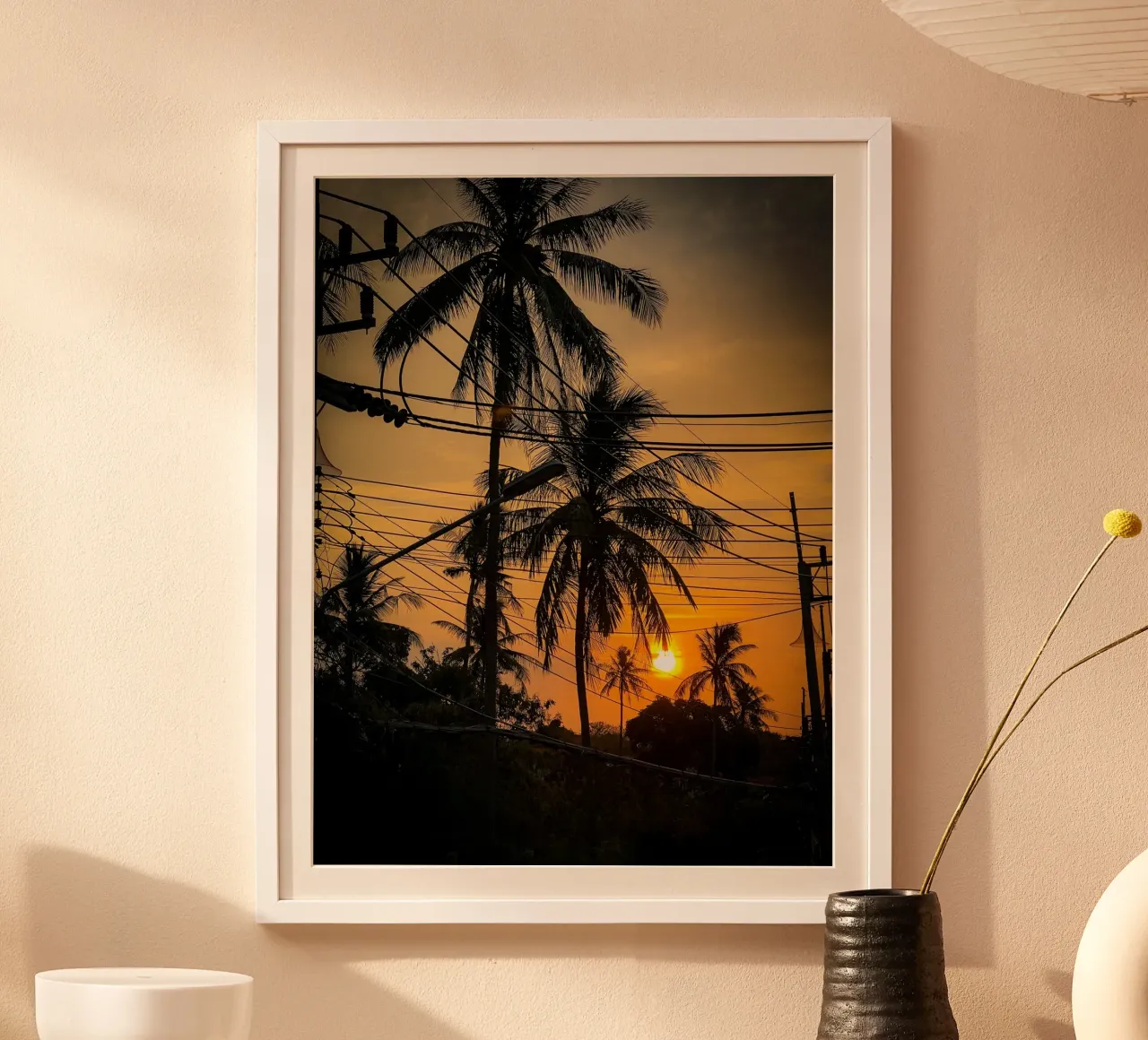 Electric Sunrise poster with plastic frame by Framative