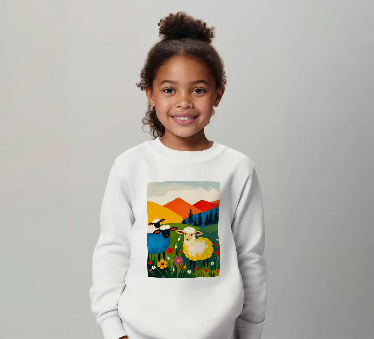 PECORE IN UN CAMPO CON MONTAGNE felpa bambino da ARTOMATIC