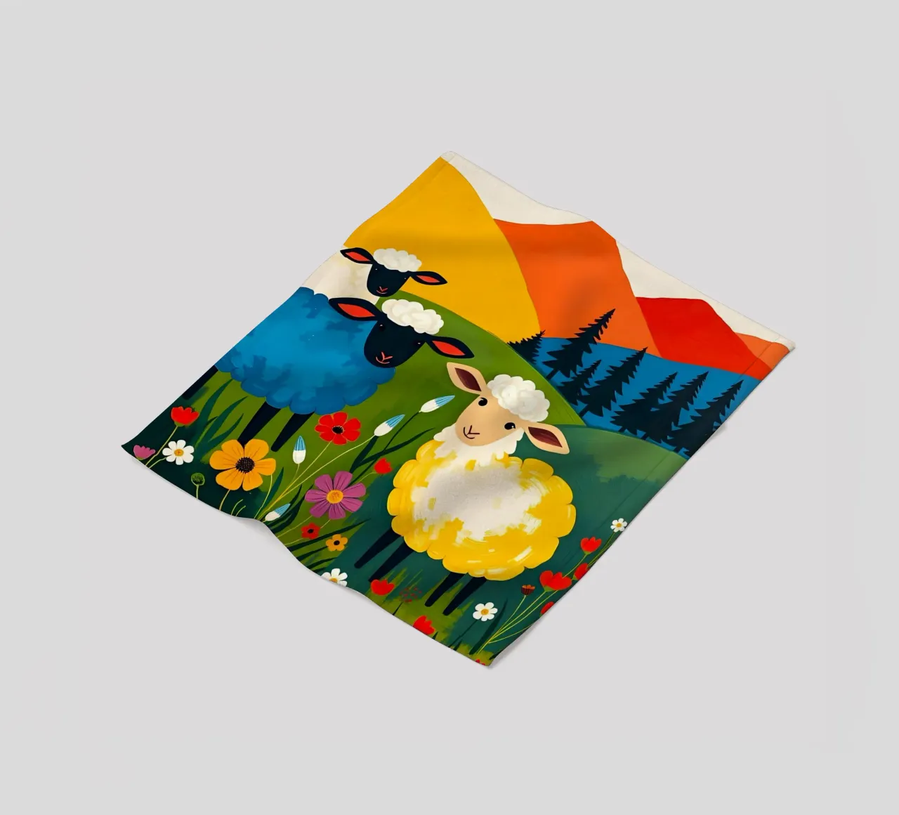 PECORE IN UN CAMPO CON MONTAGNE coperta in pile da ARTOMATIC