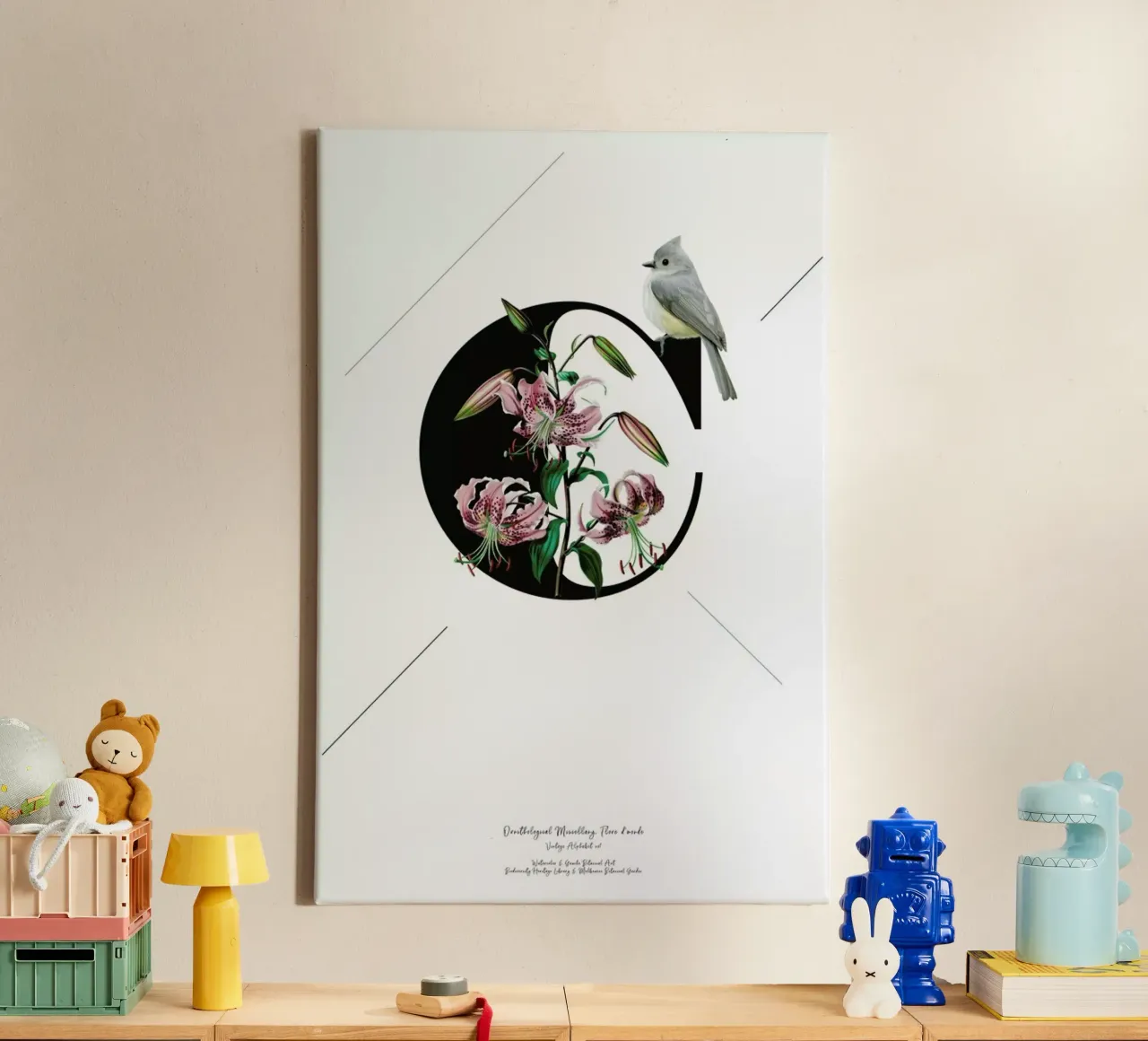 Botanical Alphabet - C tela con Cornice a cassetta da Froilein Juno