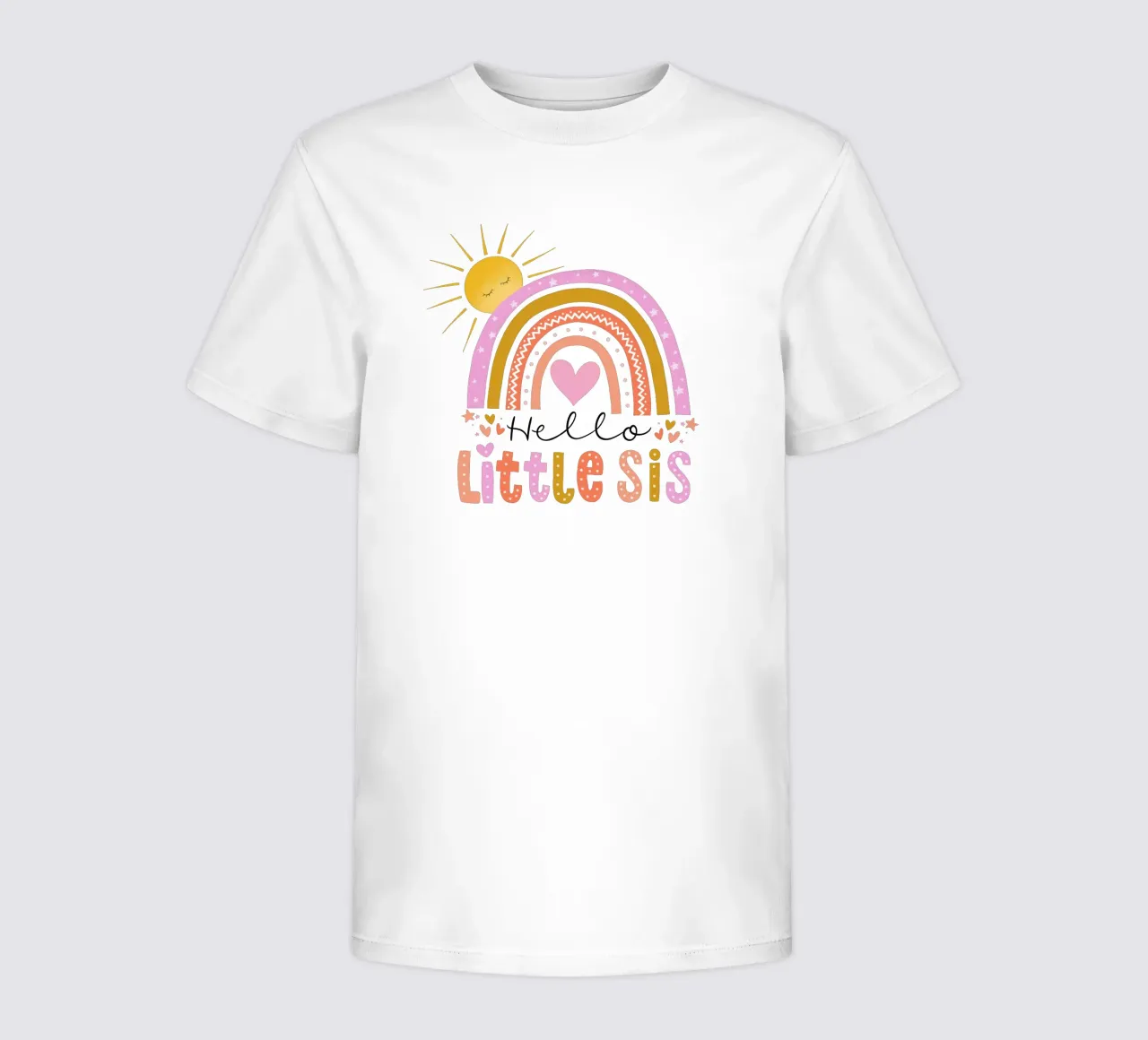 Hola hermanita. Arco iris, sol y corazón camiseta para niños de CalliLetters