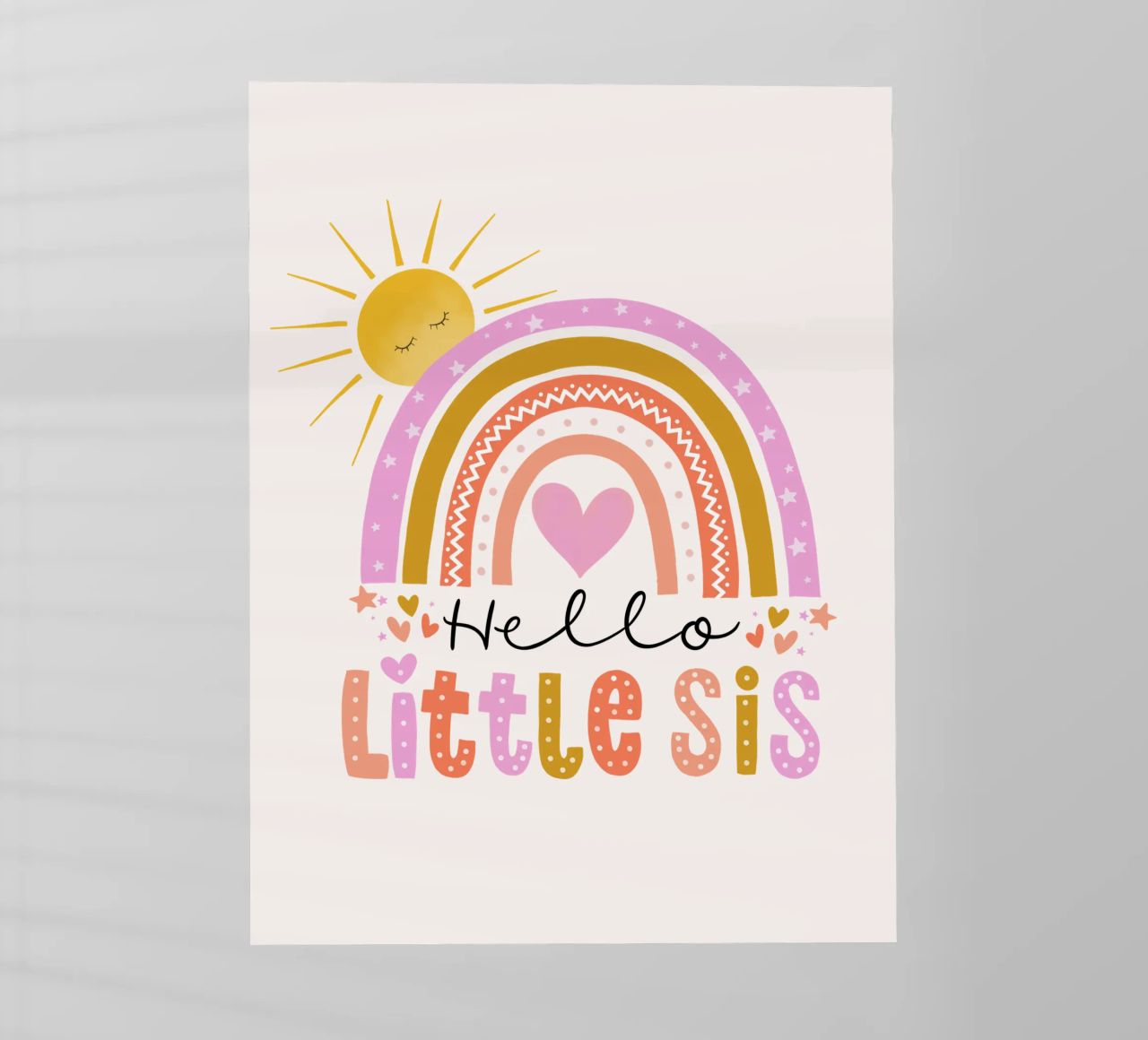 Ciao sorellina. Arcobaleno, sole e cuore pellicola backlit da CalliLetters