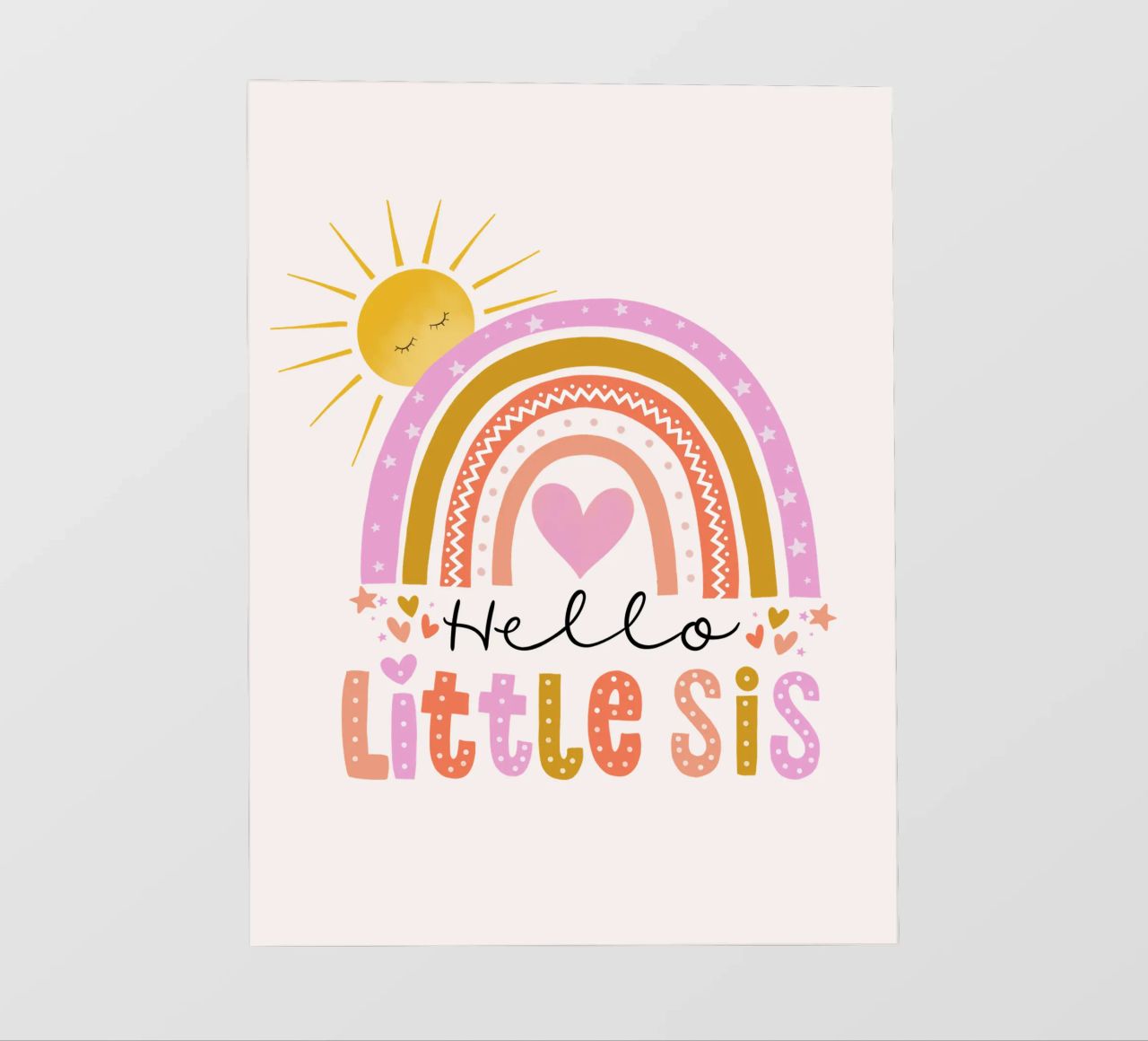 Ciao sorellina. Arcobaleno, sole e cuore pellicola backlit da CalliLetters