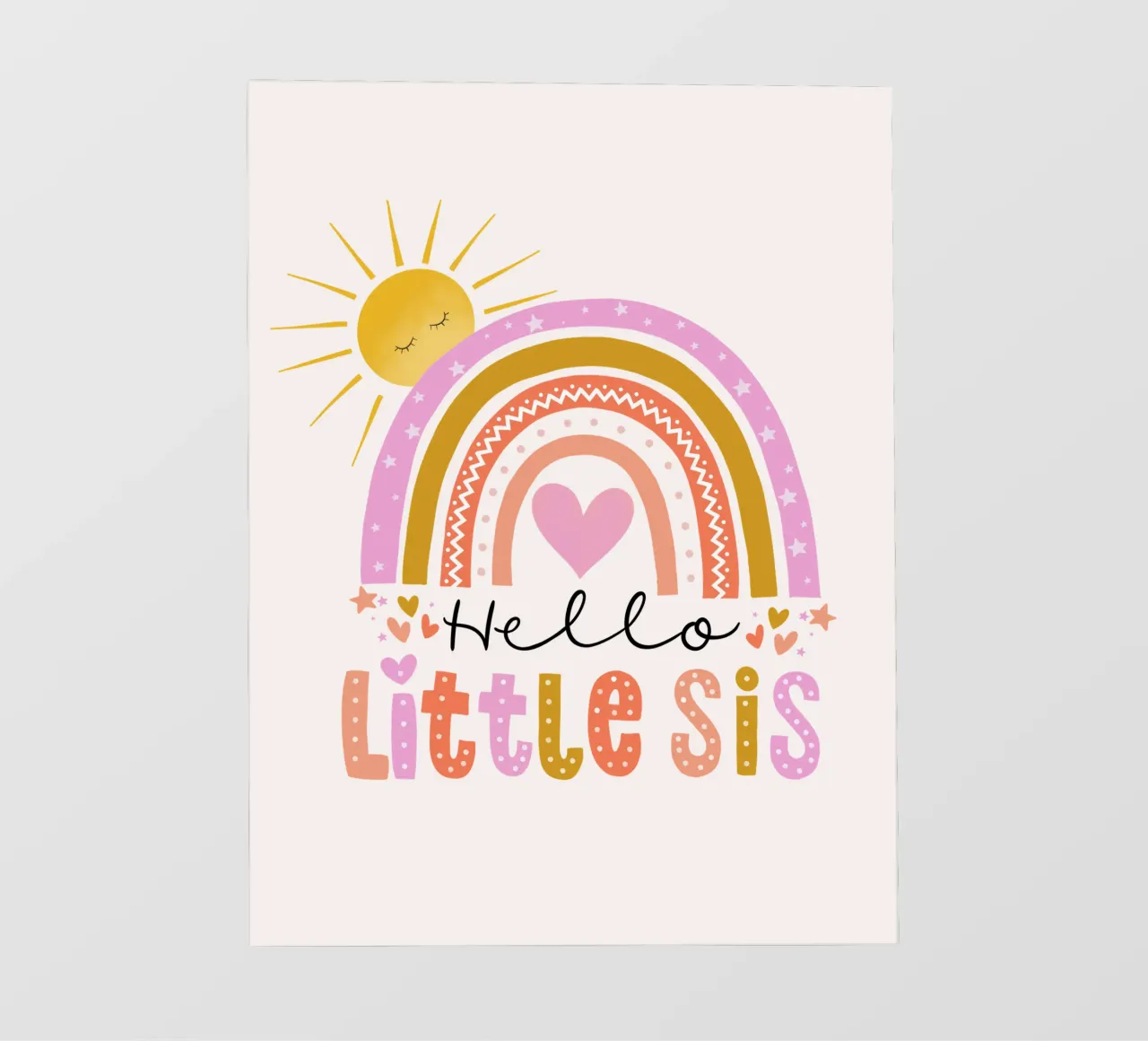 Ciao sorellina. Arcobaleno, sole e cuore pellicola backlit da CalliLetters