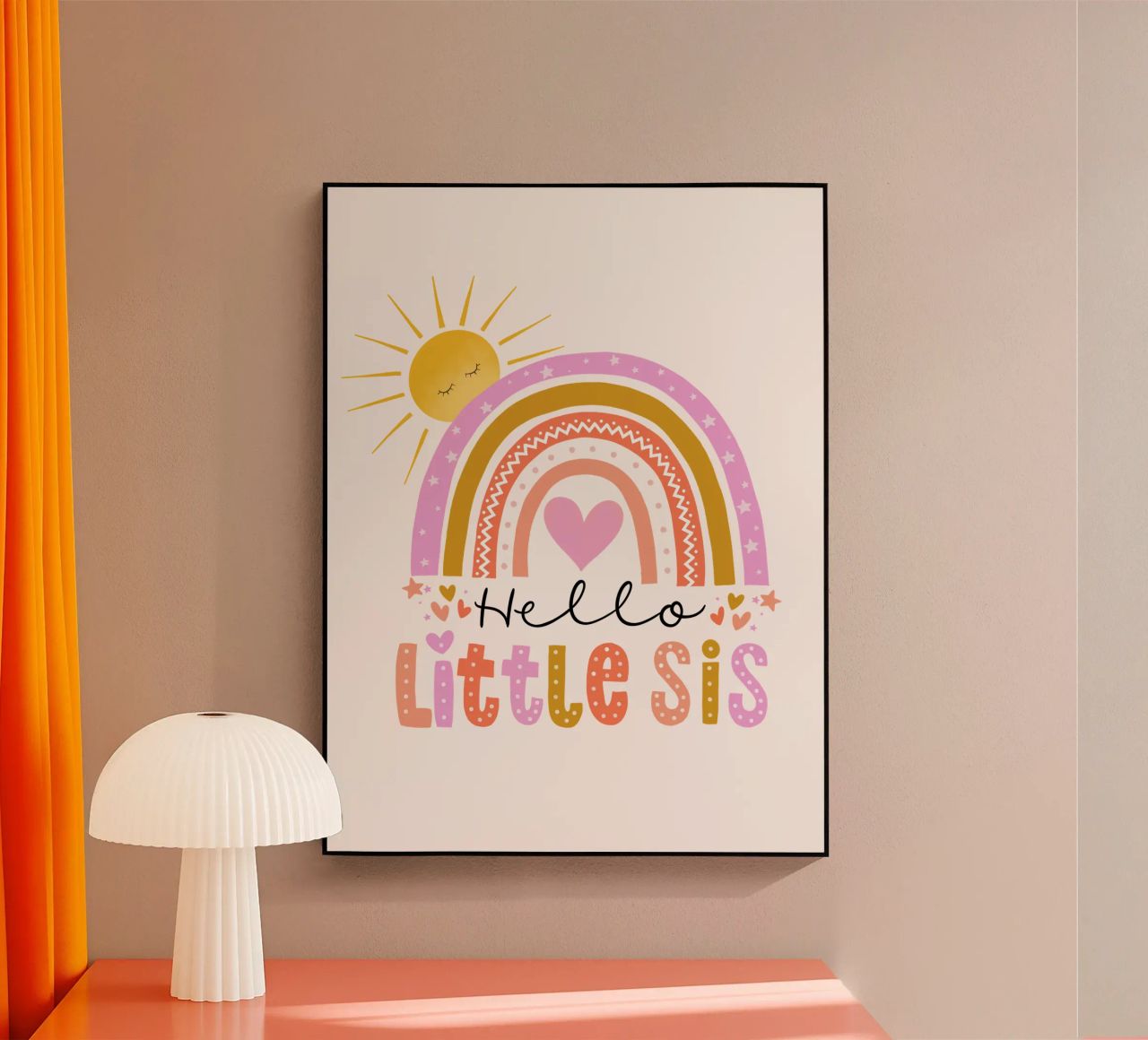 Ciao sorellina. Arcobaleno, sole e cuore plexiglass da CalliLetters