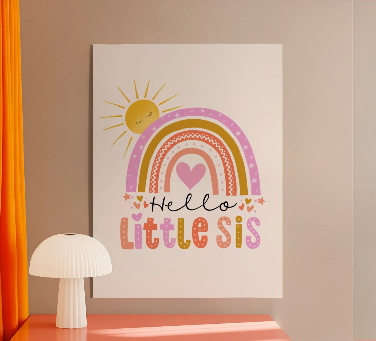 Ciao sorellina. Arcobaleno, sole e cuore plexiglass da CalliLetters