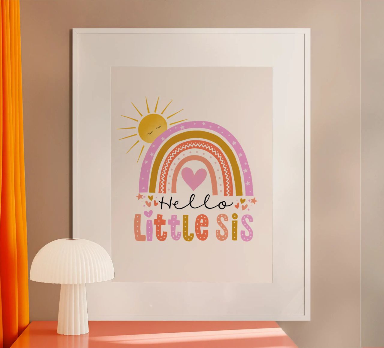 Ciao sorellina. Arcobaleno, sole e cuore carta hahnemühle da CalliLetters