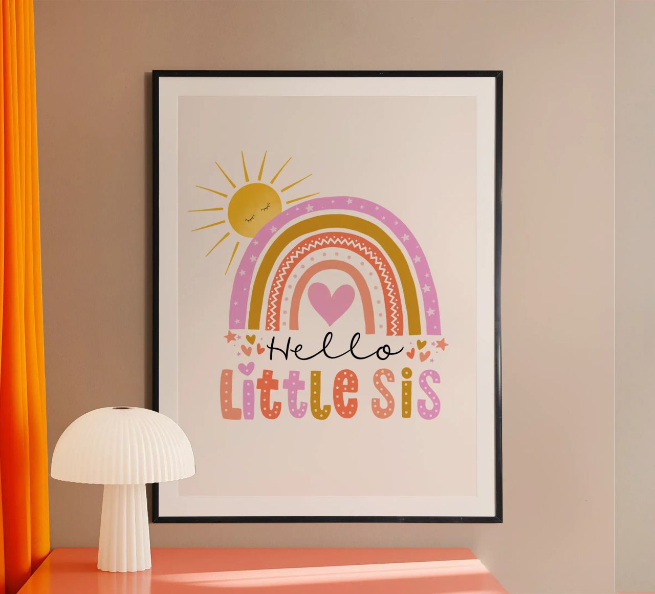 Ciao sorellina. Arcobaleno, sole e cuore carta hahnemühle da CalliLetters