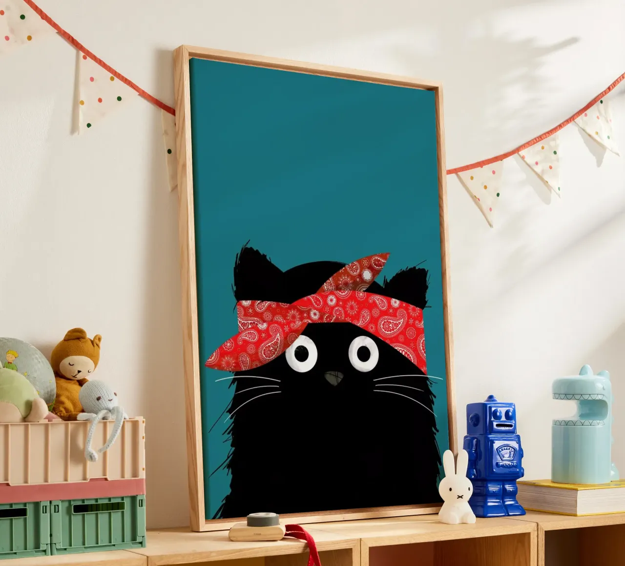 Cat - 2 Pac canvas met Baklijst van Doozal