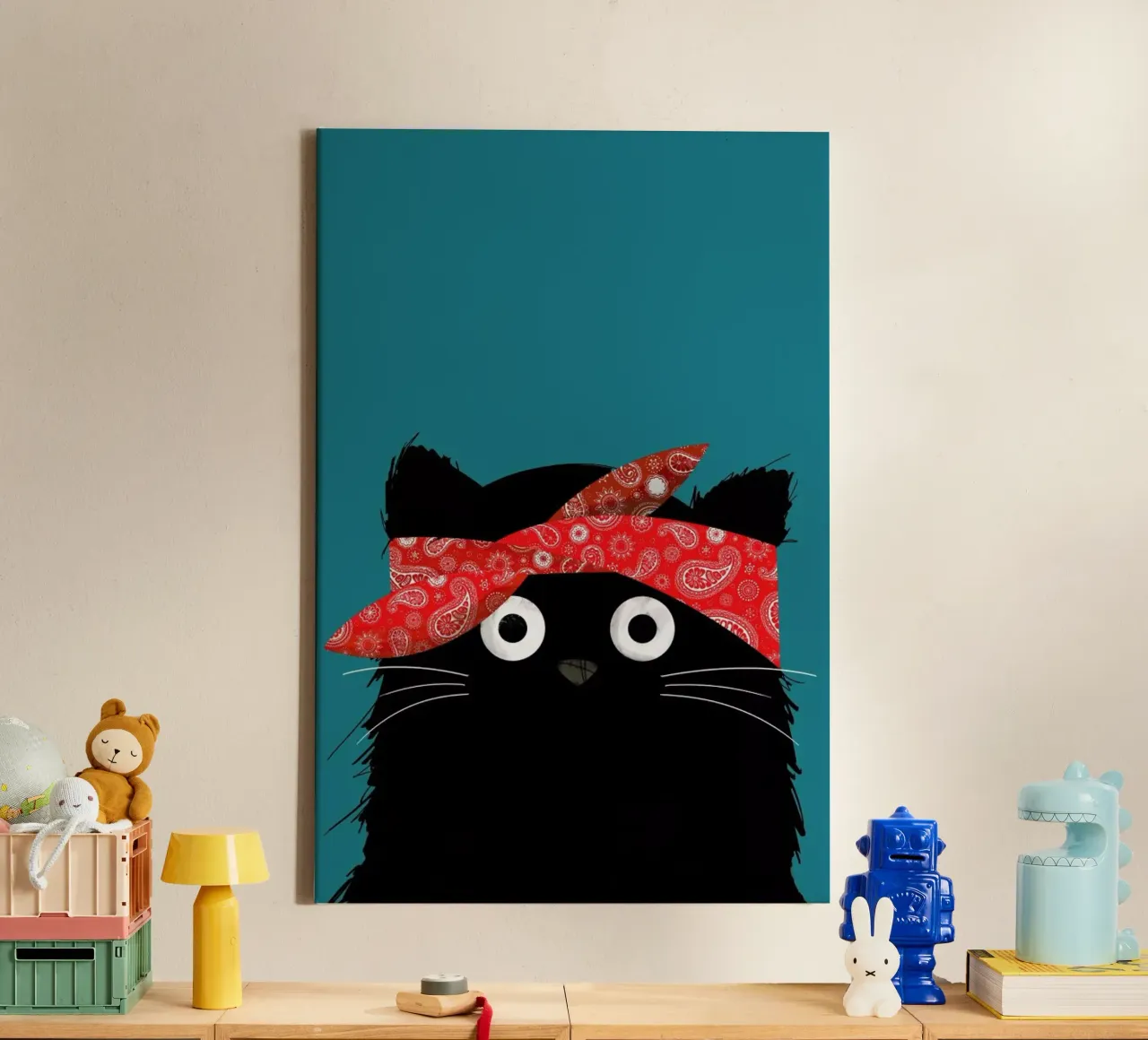 Cat - 2 Pac canvas met Baklijst van Doozal