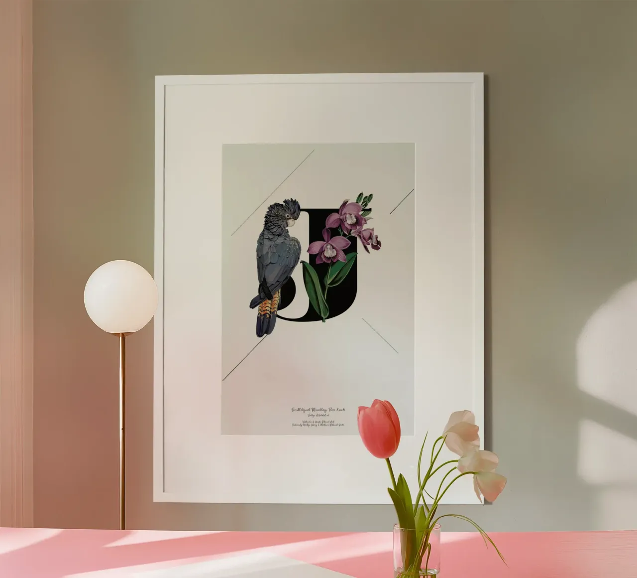 Botanical Alphabet - J poster con telaio in legno da Froilein Juno