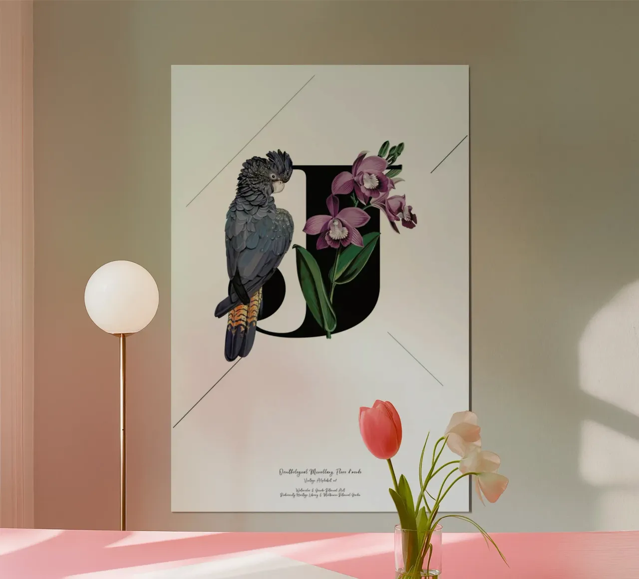 Botanical Alphabet - J poster con telaio in legno da Froilein Juno