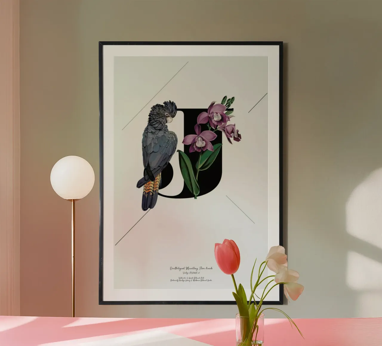 Botanical Alphabet - J poster con telaio in legno da Froilein Juno