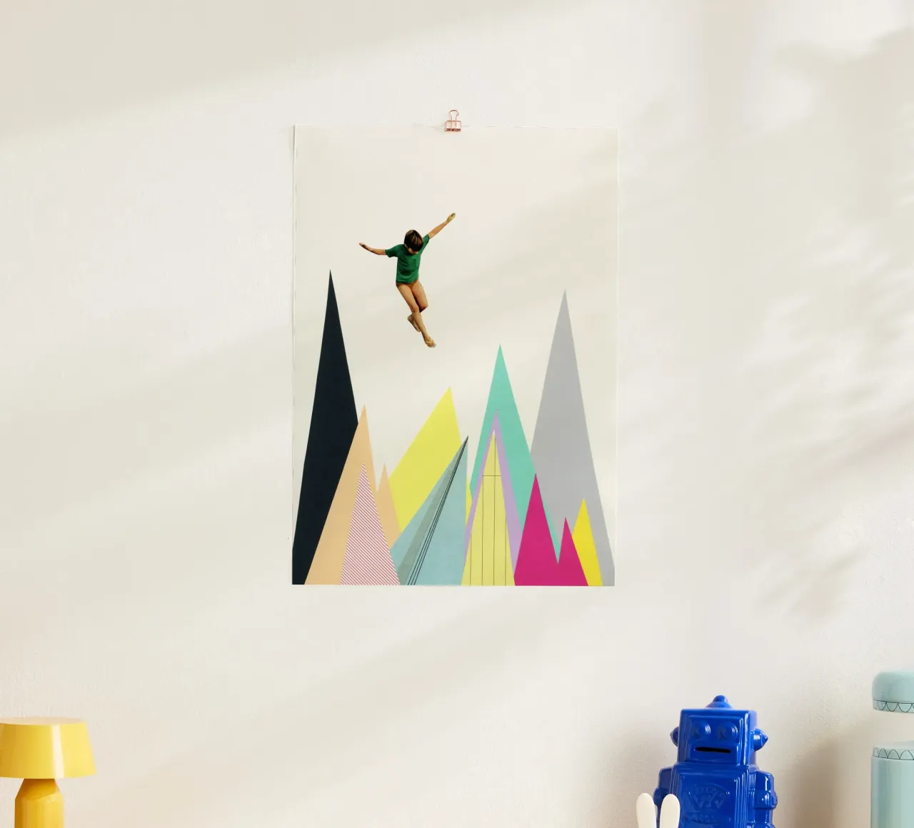 Springen in de bergen poster van Cassia Beck Collage