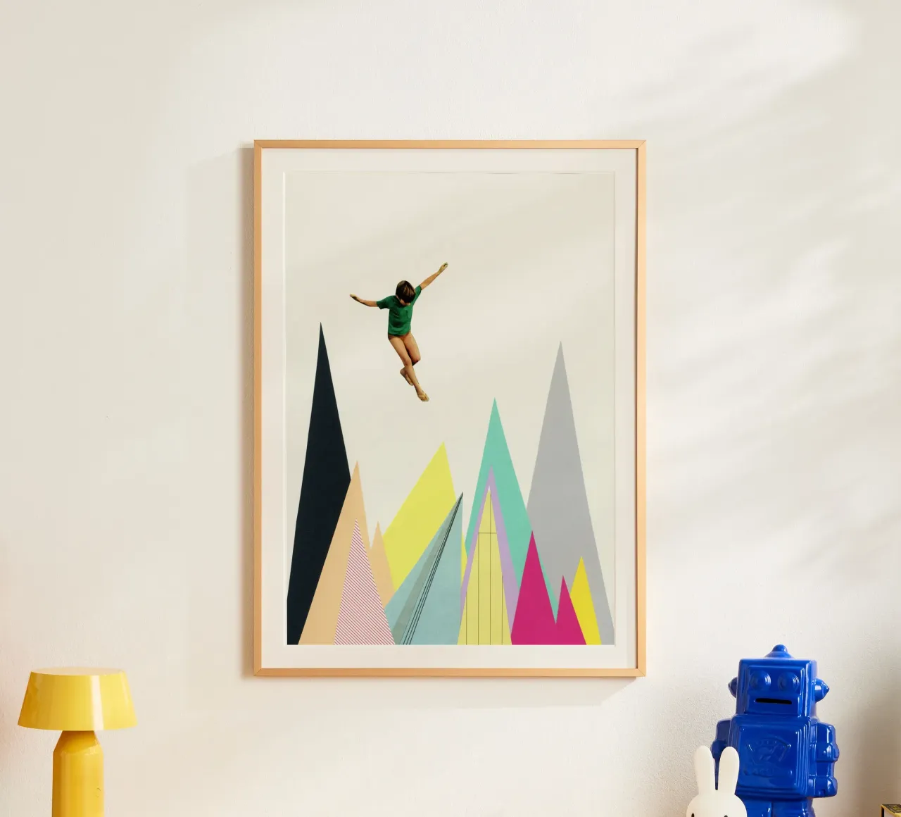 Springen in de bergen poster van Cassia Beck Collage