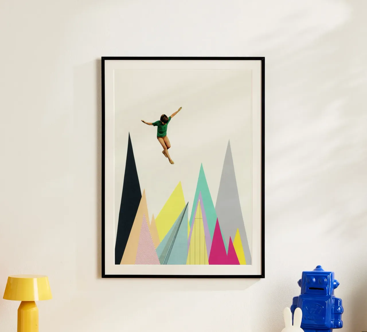 Springen in de bergen poster van Cassia Beck Collage