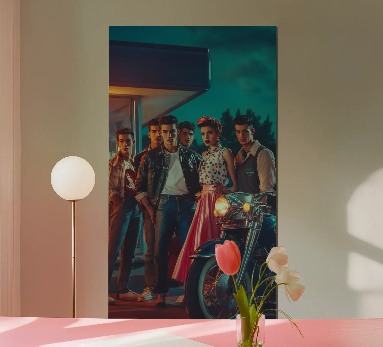 Neon Nights & Rebel Hearts Poster mit Holzrahmen von Visiophia