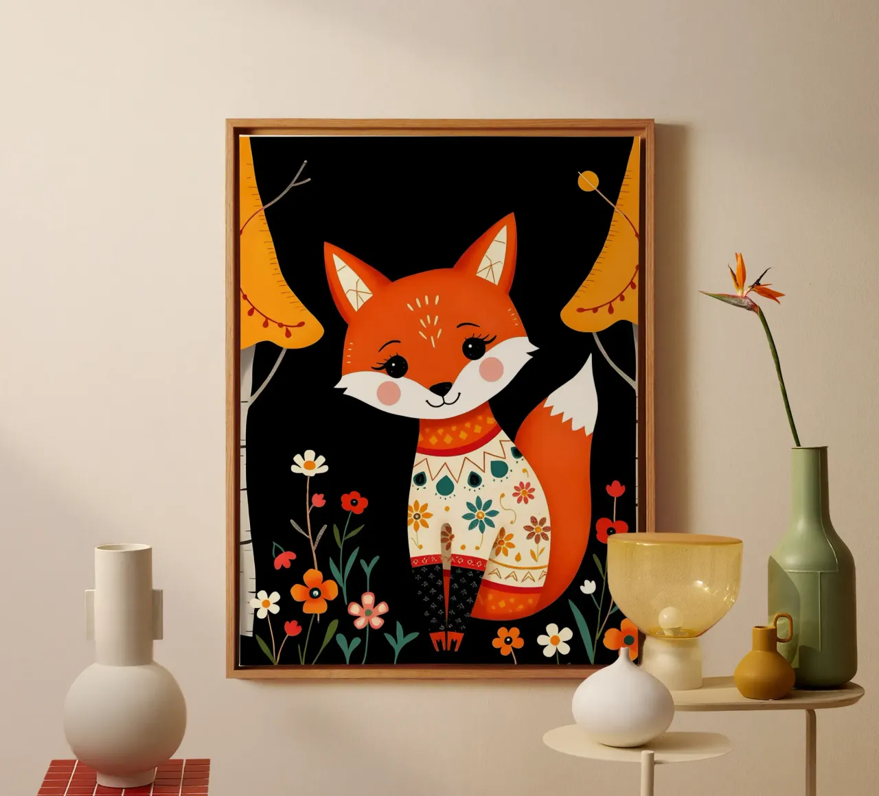 FOX FOLK ART canvas by COLLEEN CRAFTS