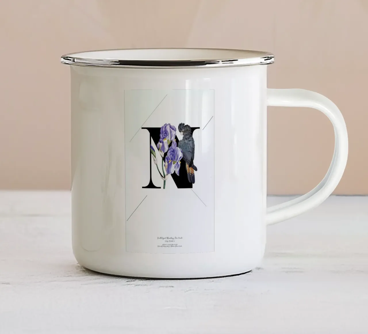 Botanical Alphabet - N enamel mug by Froilein Juno