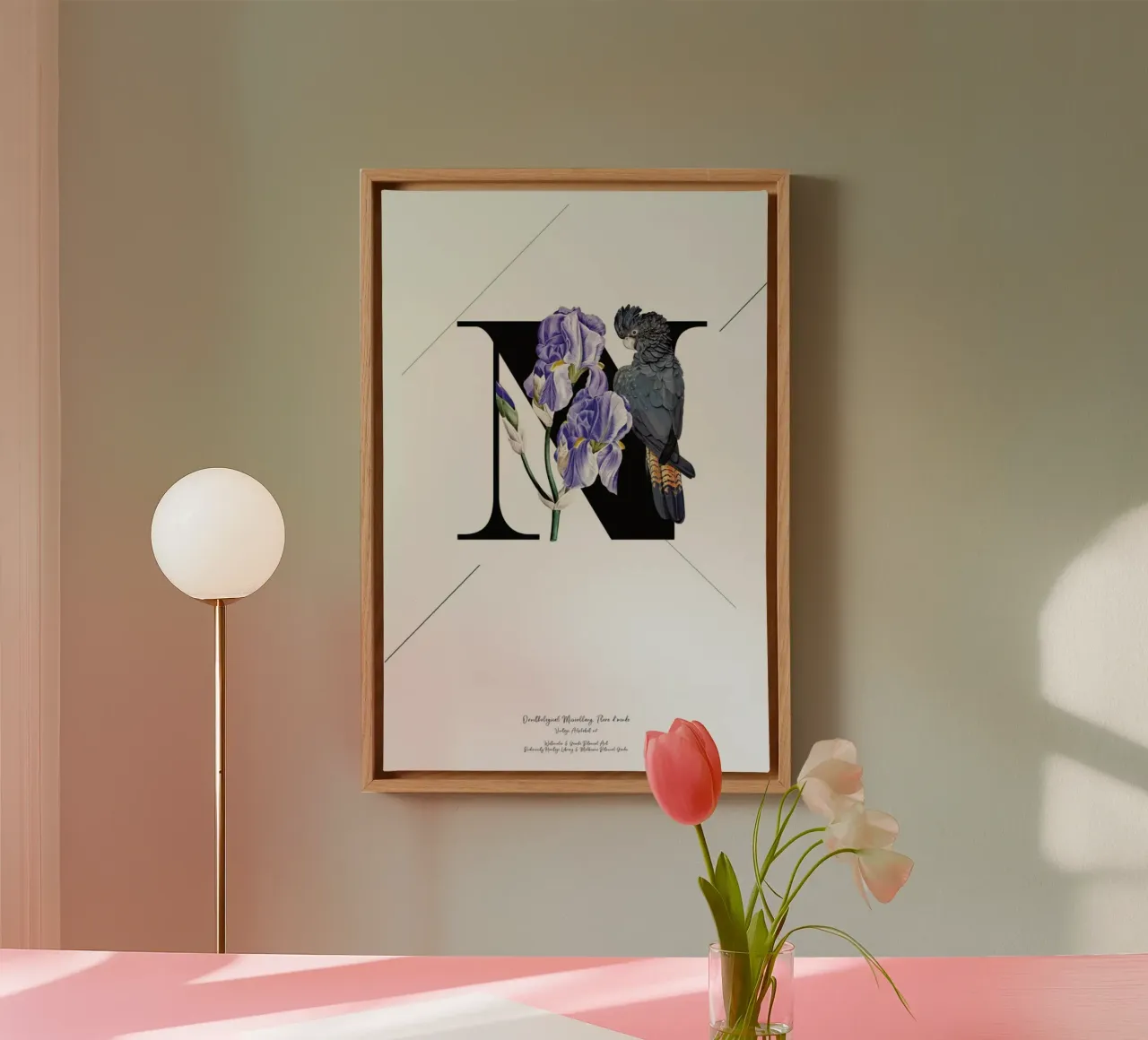 Botanical Alphabet - N tela con Cornice a cassetta da Froilein Juno