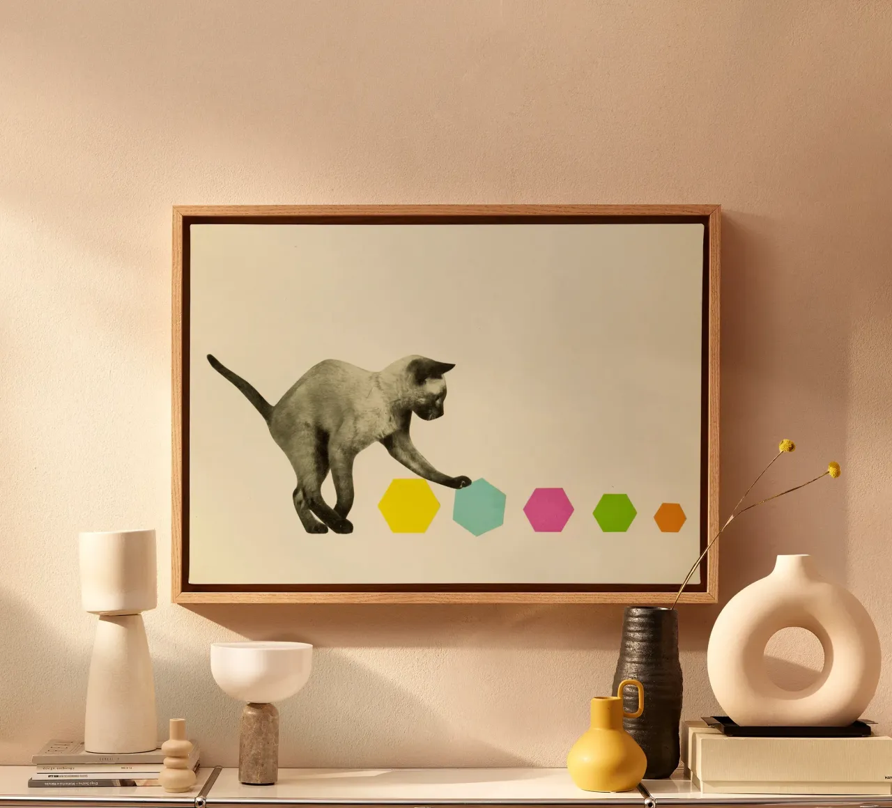 Gatto tela con Cornice a cassetta da Cassia Beck Collage