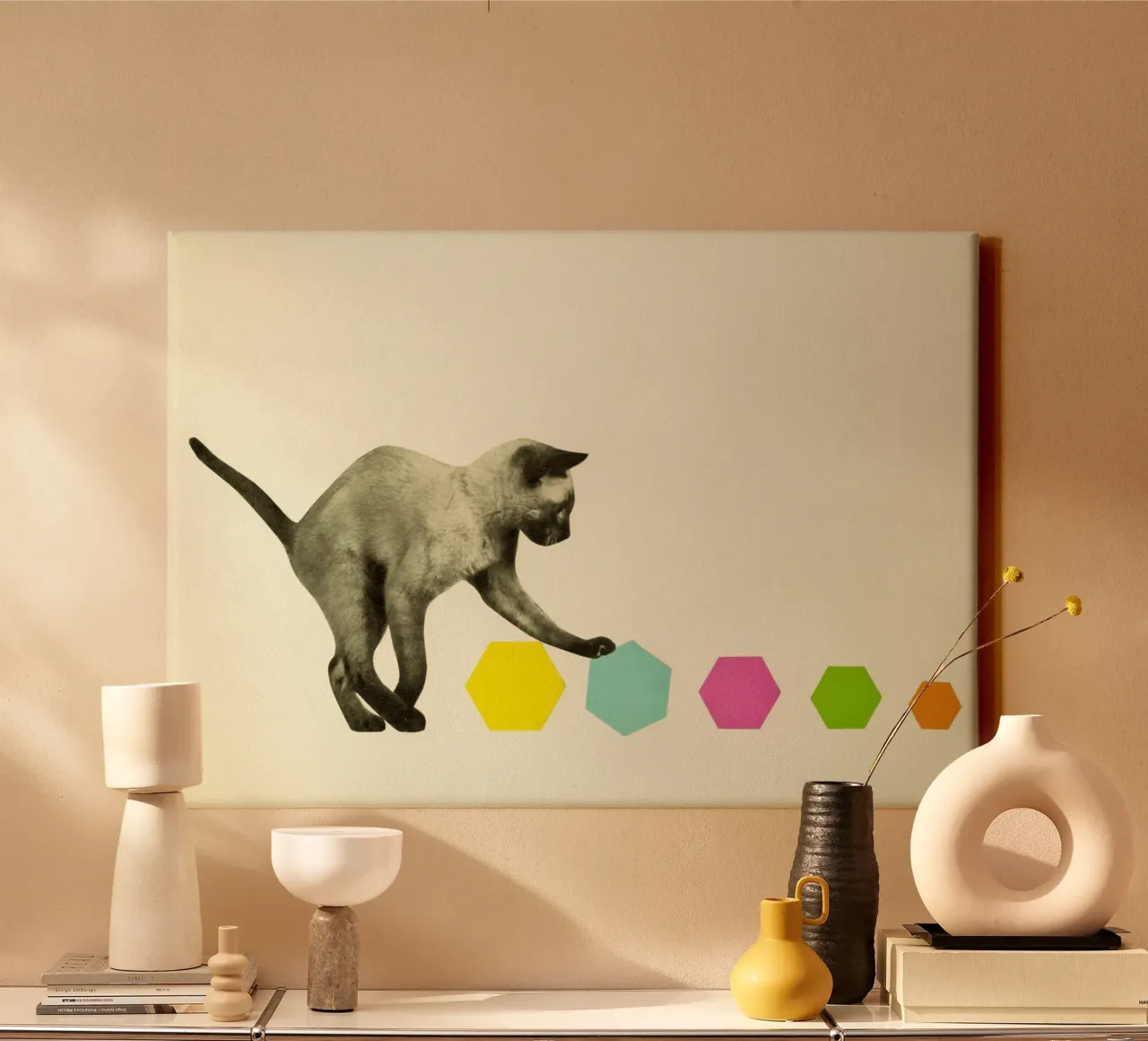 Gatto tela con Cornice a cassetta da Cassia Beck Collage