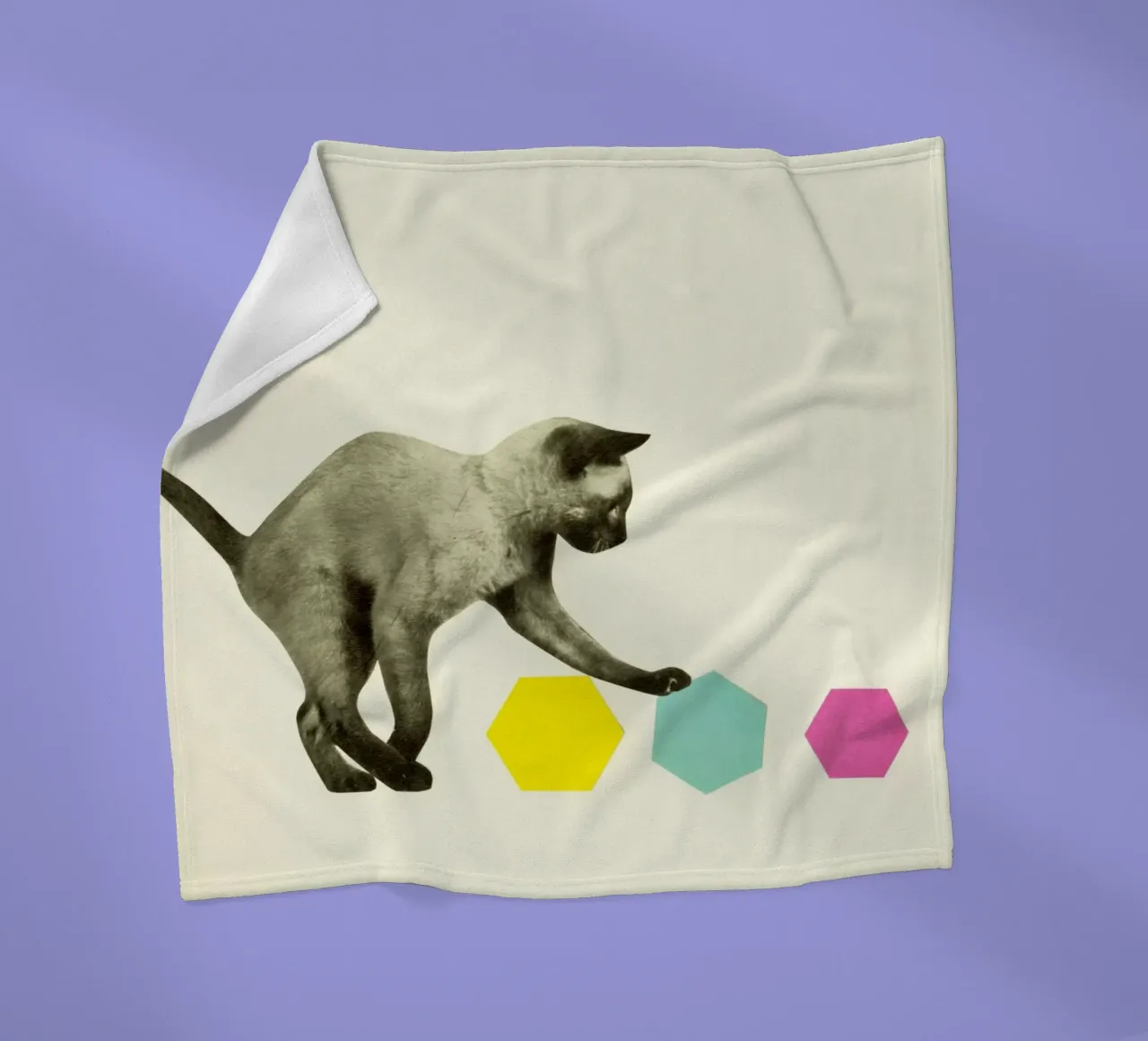 Miezekatze Fleecedecke von Cassia Beck Collage