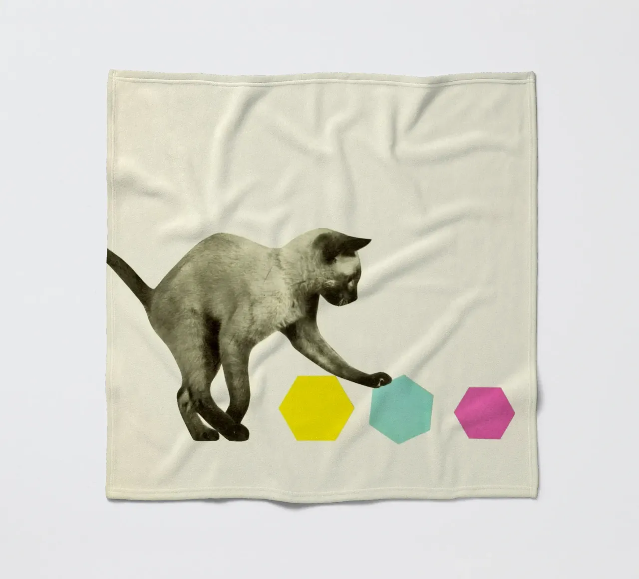 Miezekatze Fleecedecke von Cassia Beck Collage