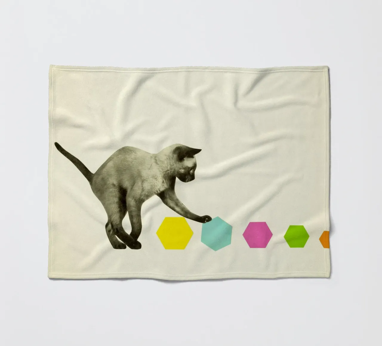 Miezekatze Fleecedecke von Cassia Beck Collage