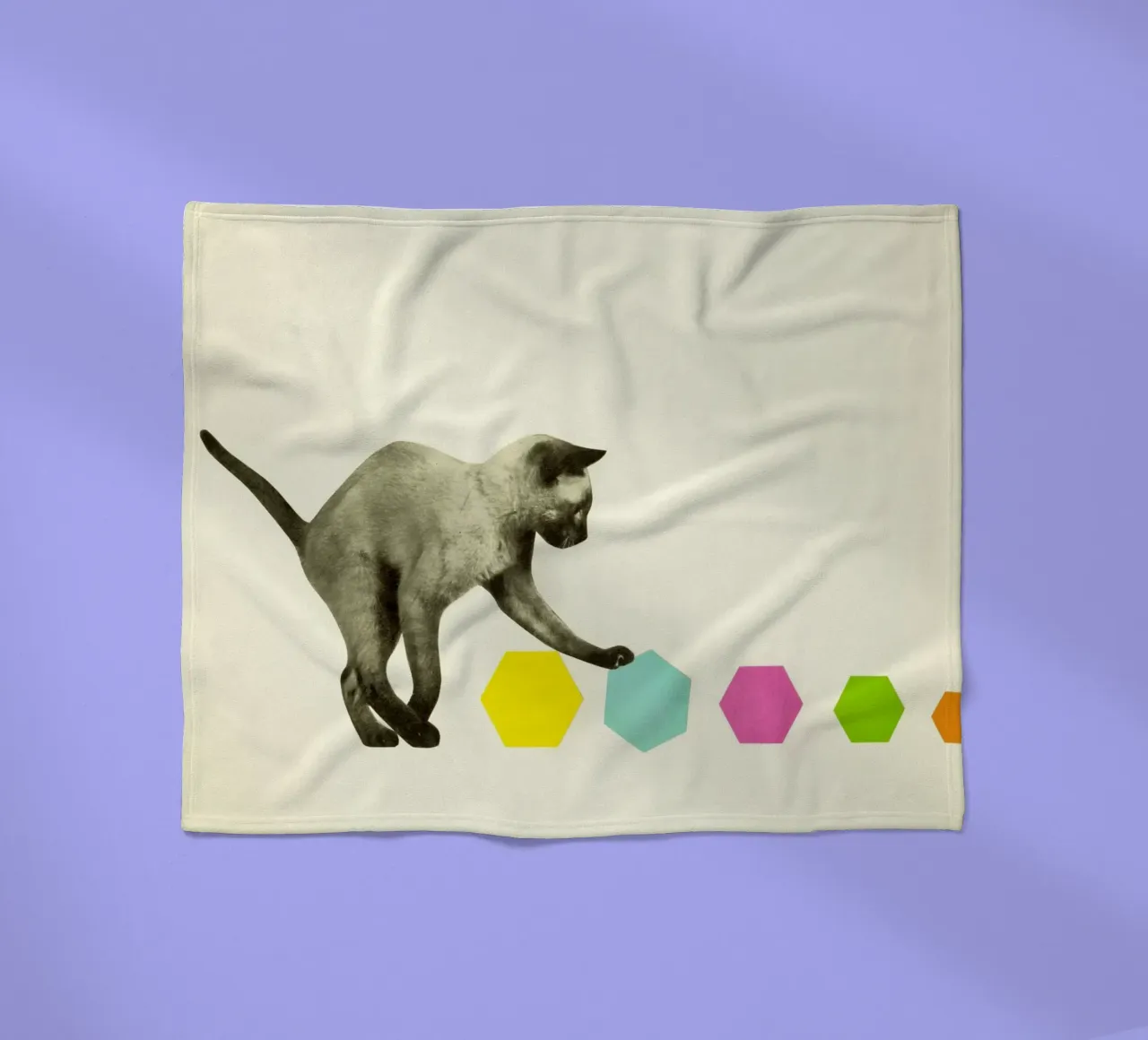 Miezekatze Fleecedecke von Cassia Beck Collage