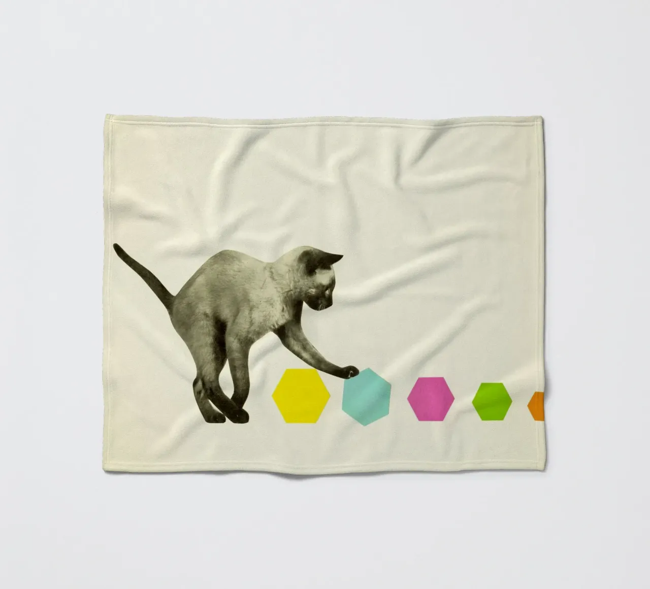 Miezekatze Fleecedecke von Cassia Beck Collage